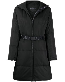 padded belted coat 