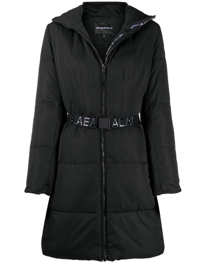 padded belted coat 
