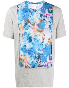 abstract print panelled T-shirt