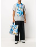 abstract print panelled T-shirt