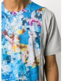 abstract print panelled T-shirt