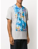 abstract print panelled T-shirt