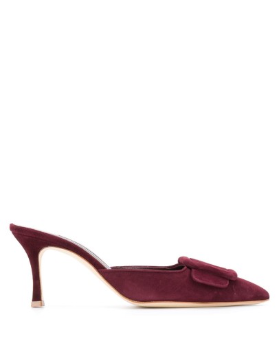 pointed toe buckle mules