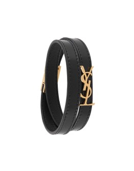 monogram double-wrap leather bracelet