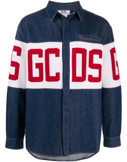 long-sleeved logo denim jacket