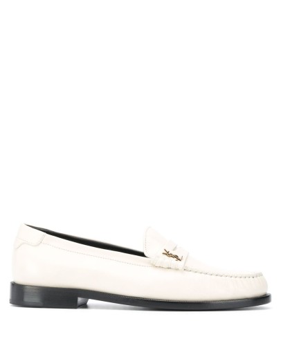 monogram plaque loafers