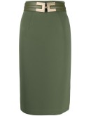 logo belt pencil skirt