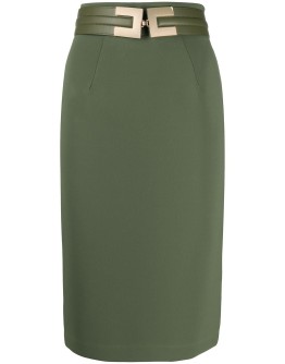 logo belt pencil skirt