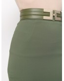 logo belt pencil skirt