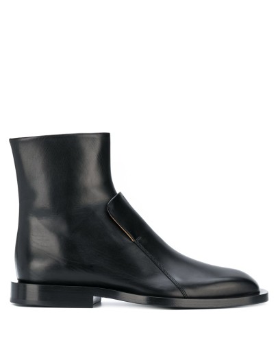 structured leather ankle boots