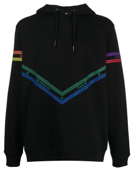 chain print detail hoodie