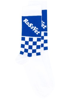 check logo knit socks