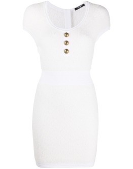 embossed-button knitted dress