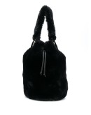 Scarlet faux-fur bucket bag