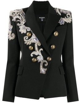 beaded double-breasted blazer