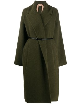 belted-waist oversize coat