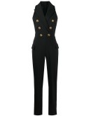 sleeveless double-breasted jumpsuit