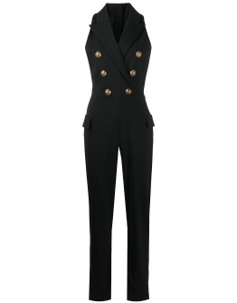 sleeveless double-breasted jumpsuit