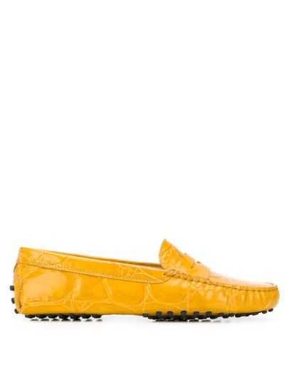 textured leather penny loafers