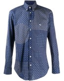 patchwork-print long sleeved shirt