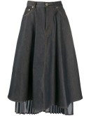 asymmetric pleated denim skirt