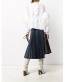 asymmetric pleated denim skirt