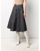 asymmetric pleated denim skirt