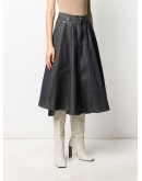 asymmetric pleated denim skirt