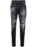 shredded patch slim jeans