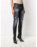 shredded patch slim jeans