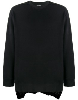 sheer panel crew neck sweatshirt 
