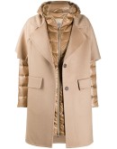layered hooded coat