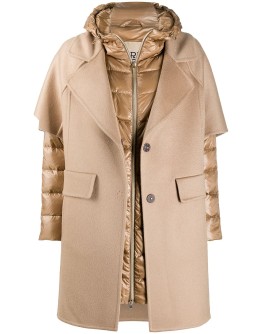 layered hooded coat