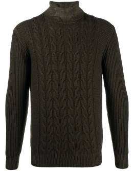 cable-knit roll neck jumper