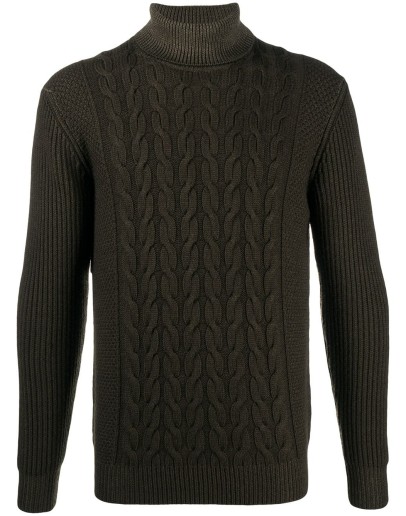 cable-knit roll neck jumper