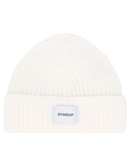 logo-patch ribbed beanie
