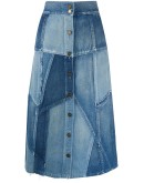 patchwork denim skirt