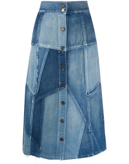 patchwork denim skirt