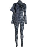 tiger print bodycon jumpsuit with oversized bow detail 