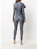 tiger print bodycon jumpsuit with oversized bow detail 