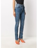 paint-splattered slim-fit jeans