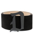 monogram buckle suede belt
