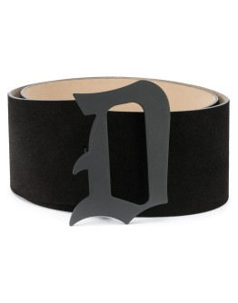 monogram buckle suede belt