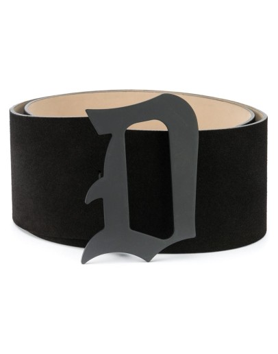 monogram buckle suede belt