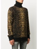 leopard-print roll-neck jumper