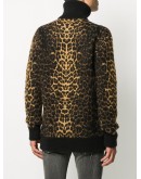 leopard-print roll-neck jumper