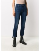 raw-cuff mid jeans