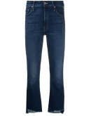 raw-cuff mid jeans