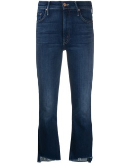 raw-cuff mid jeans