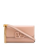logo-plaque leather shoulder bag